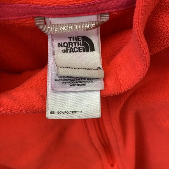 North Face‎ Neon Bright Pink Quarter Zip Pullover Polartec Fleece Jacket Coat - Picture 10 of 13